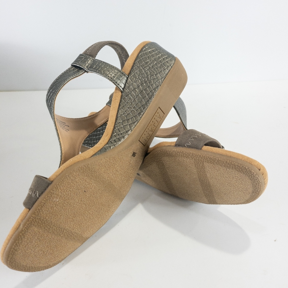 Alfani Step 'N Flex Vacanzaa Wedge Sandals Pewter Croc -5 - Picture 4 of 4